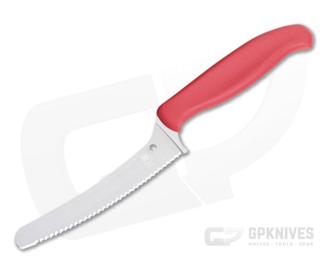 Spyderco Blunt Tip Z-Cut Red Serrated Edge Kitchen Knife K13SRD - SP-K13SRD