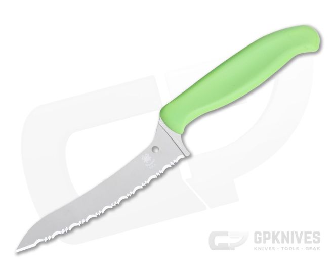 Spyderco Pointed Z-Cut Green Serrated Edge Kitchen Knife K14SGN - SP-K14SGN