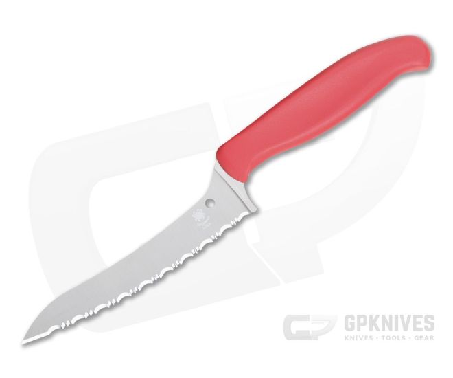 Spyderco Pointed Z-Cut Red Serrated Edge Kitchen Knife K14SRD - SP-K14SRD