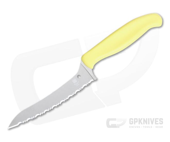 Spyderco Pointed Z-Cut Yellow Serrated Edge Kitchen Knife K14SYL - SP-K14SYL