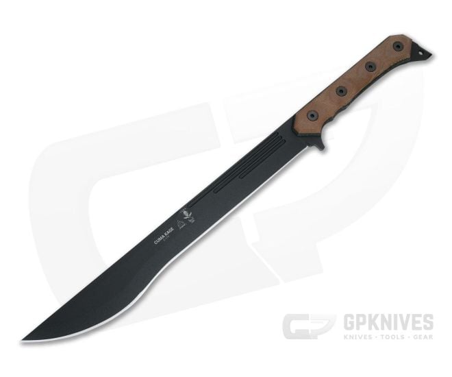 TOPS Knives CUMA Kage Tan and Black Canvas Micarta Short Sword KAGE-01 - TP-KAGE-01
