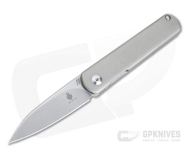 Kizer Feist Lundquist Stonewashed S35VN Titanium Frame Lock Front Flipper KI3499 - KC-KI3499