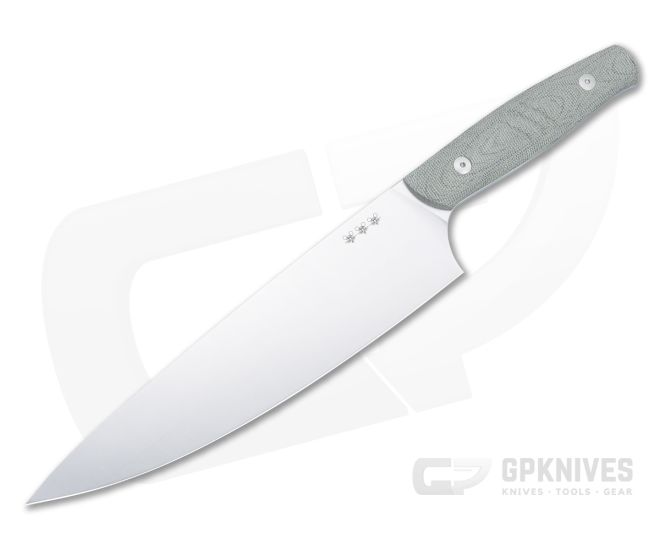 GiantMouse Kitchen Chef Knife Green Canvas Micarta Handles Satin Nitro B Steel - GM-KITCHEN-CHEF