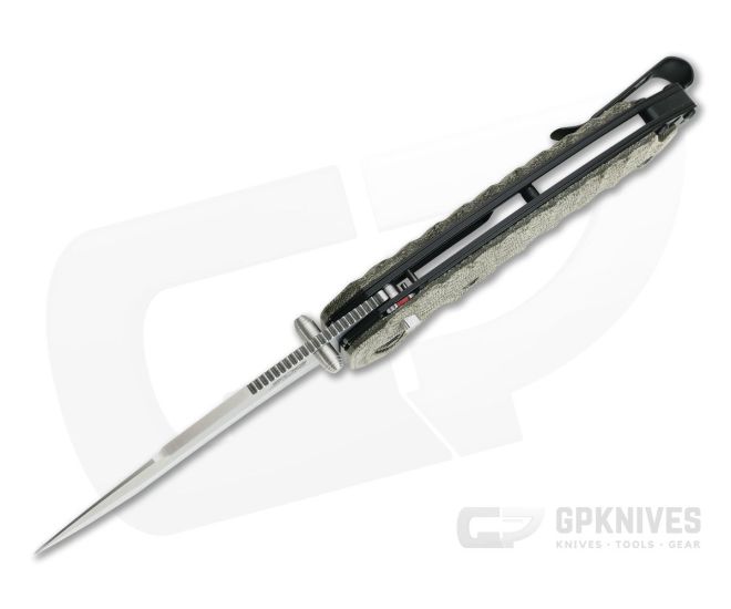 SOG Kiku Assisted Satin S35VN Linen Micarta Button Lock Assisted Folder KU-3003 - SOG-KU-3003