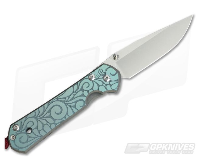 Chris Reeve Large Sebenza 21 CGG Paisley Left Hand Double Lug Burgundy Lanyard w/ Bead - CRK-L21-1053