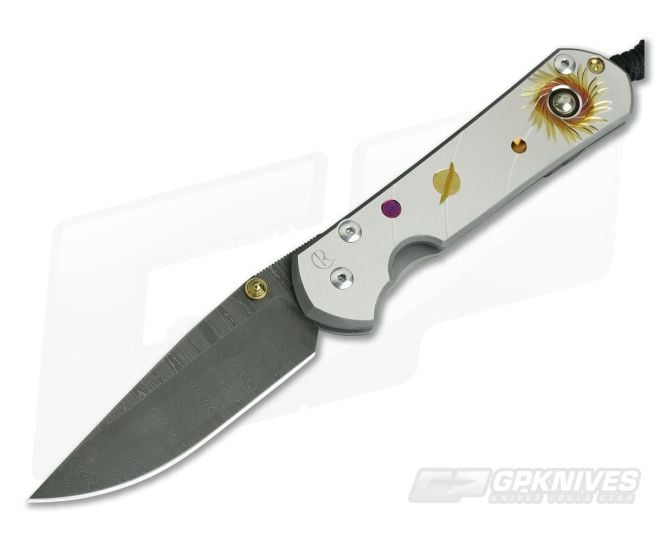 Chris Reeve Large Sebenza 21 Solar System Unique Damascus Pyrite Cabochon 1056-01 - CRK-L21-1056-01