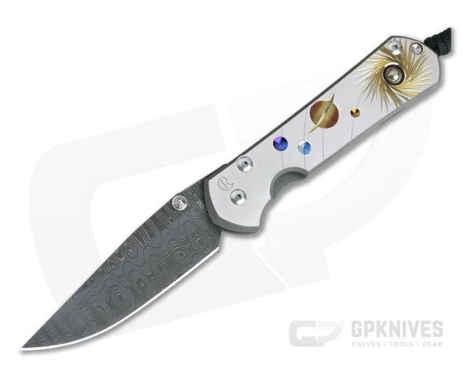Chris Reeve Large Sebenza 21 Solar System Unique Damascus Pyrite Cabochon 1056-02 - CRK-L21-1056-02