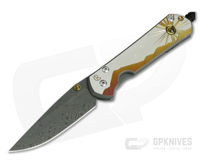 Chris Reeve Large Sebenza 21 Morning Sun Unique Damascus Citrine Cabochon 1058-04 - CRK-L21-1058-04
