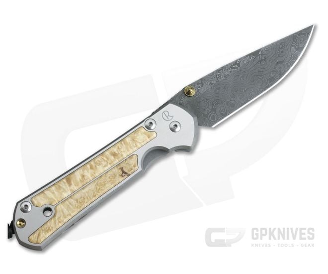 Chris Reeve Large Sebenza 21 Left Hand Raindrop Damascus Box Elder Wood Inlays 1097-001 - CRK-L21-1097-001
