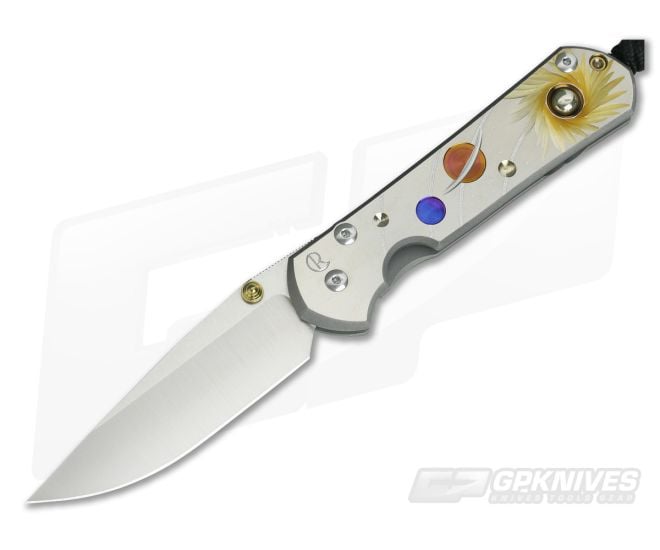 Chris Reeve Large Sebenza 21 Solar System Unique Graphic Pyrite Cabochon 1112-005 - CRK-L21-1112-005