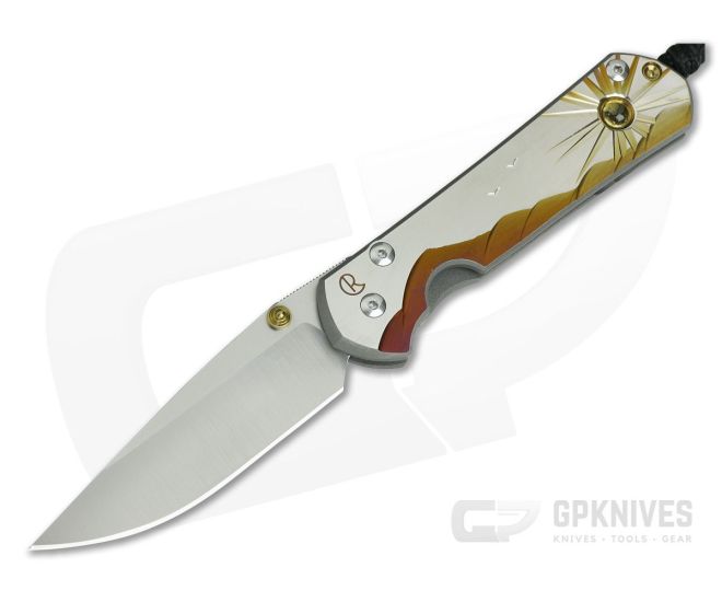 Chris Reeve Large Sebenza 21 Morning Sun Unique Graphic Citrine Cabochon 1112-013 - CRK-L21-1112-013