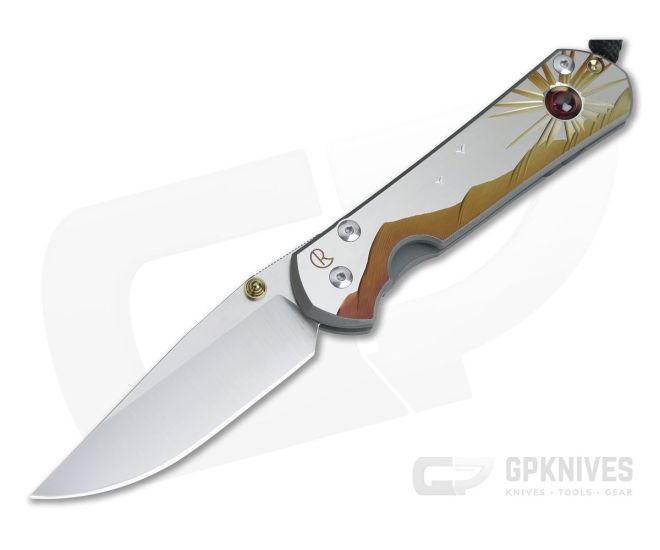 Chris Reeve Large Sebenza 21 Morning Sun Unique Graphic Ruby Cabochon 1112-016 - CRK-L21-1112-016
