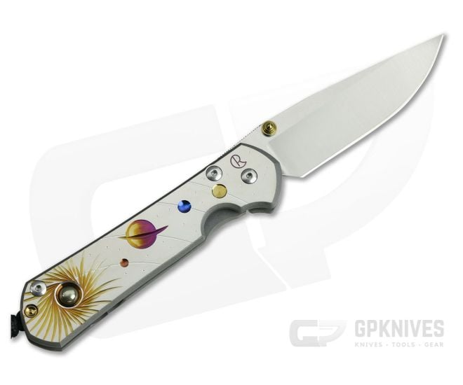 Chris Reeve Large Sebenza 21 Left Handed Solar System Unique Graphic Pyrite Cabochon L21-1113-001 - CRK-L21-1113-001
