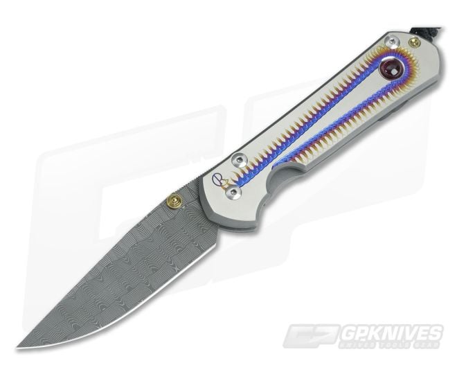 Chris Reeve Damascus Large Sebenza 21 Unique Graphic with Ruby - CRK-L21-1114