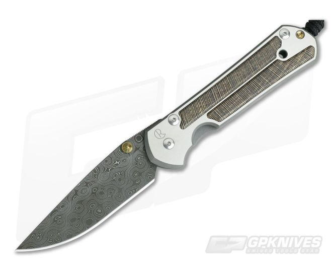 Chris Reeve Large Sebenza 21 Damascus Striped Platan Wood Inlays 1240 - CRK-L21-1240