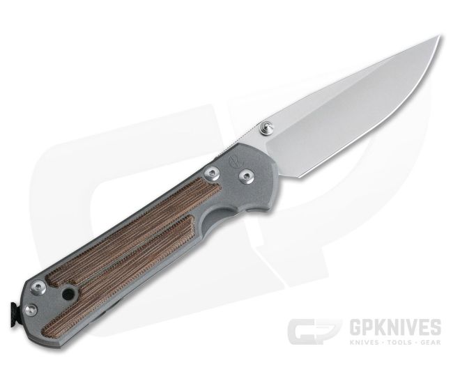 Chris Reeve Large Sebenza 21 Left Handed Natural Canvas Micarta Drop Point L21-1263 - CRK-L21-1263