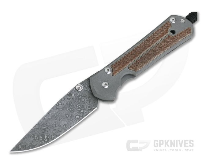 Chris Reeve Large Sebenza 21 Inlay Natural Canvas Micarta Damascus Raindrop Drop Point L21-1272 - CRK-L21-1272-01