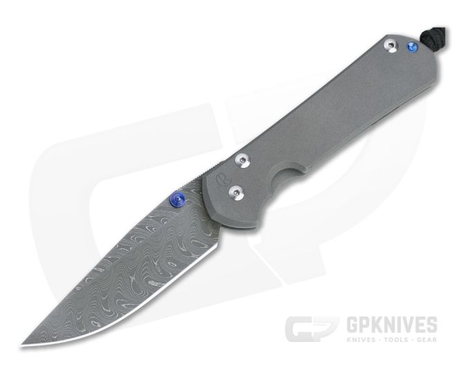 Chris Reeve Large Sebenza 31 Boomerang Damascus Blasted Titanium Folder 004 - CRK-L31-1002-004