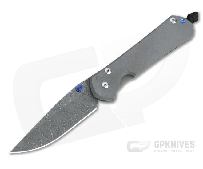 Chris Reeve Large Sebenza 31 Boomerang Damascus Blasted Titanium Folder 005 - CRK-L31-1002-005