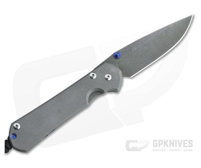 Chris Reeve Large Sebenza 31 Left Hand Raindrop Damascus Blasted Titanium Folder - CRK-L31-1007