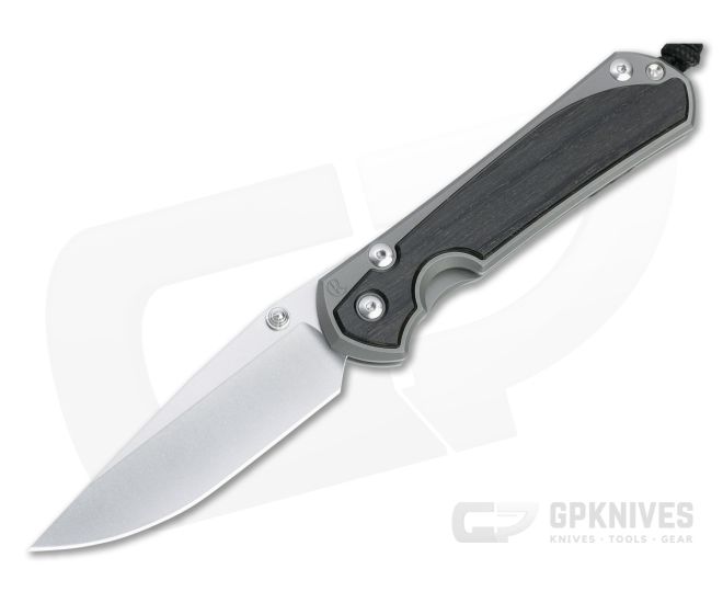 Chris Reeve Large Sebenza 31 Stonewashed S45VN Bog Oak Inlay Silver Hardware Folding Knife 012 - CRK-L31-1100-012