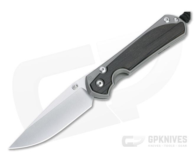 Chris Reeve Large Sebenza 31 Stonewashed S45VN Bog Oak Inlay Silver Hardware Folding Knife 014 - CRK-L31-1100-014