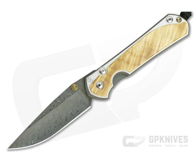 Chris Reeve Large Sebenza 31 Box Elder Inlay Boomerang Damascus - CRK-L31-1110