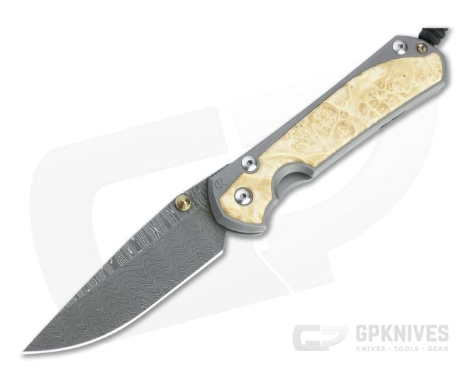 Chris Reeve Large Sebenza 31 Ladder Damascus Box Elder Inlaid Titanium Folding Knife 002 - CRK-L31-1112-002
