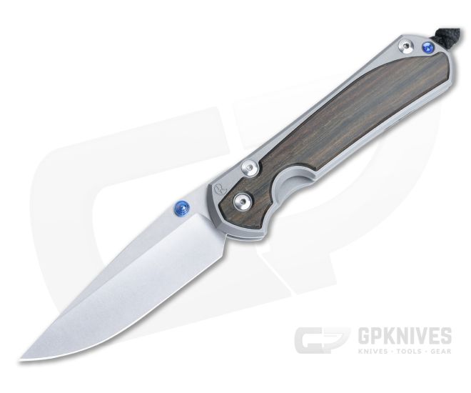 Chris Reeve Large Sebenza 31 Macassar Ebony Inlays Blue Double Lugs Folder L31-1116-011 - CRK-L31-1116-011