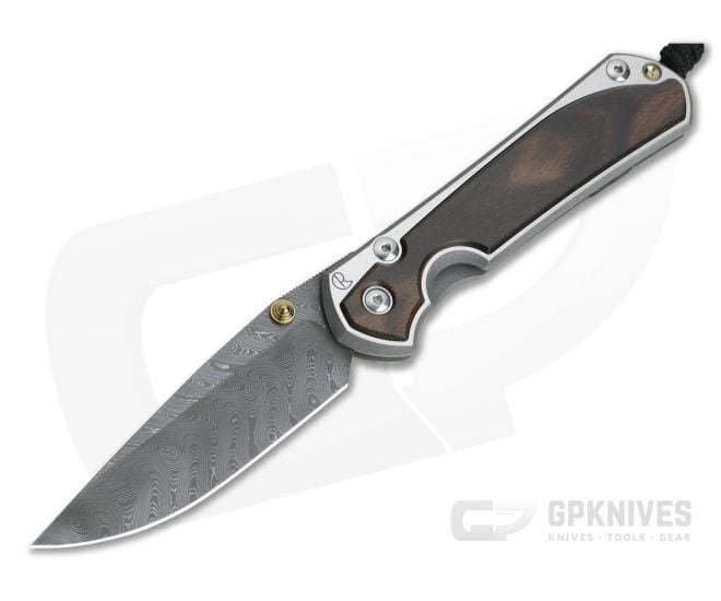 Chris Reeve Large Sebenza 31 Macassar Ebony Inlay Boomerang Damascus Drop Point - CRK-L31-1118