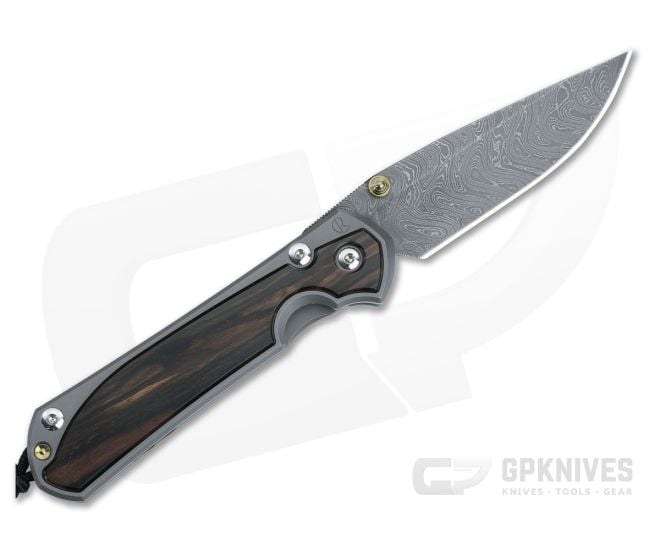 Chris Reeve Large Sebenza 31 Left Handed Titanium Folder Macassar Ebony Inlays Boomerang Damascus Drop Point L31-1119 - CRK-L31-1119