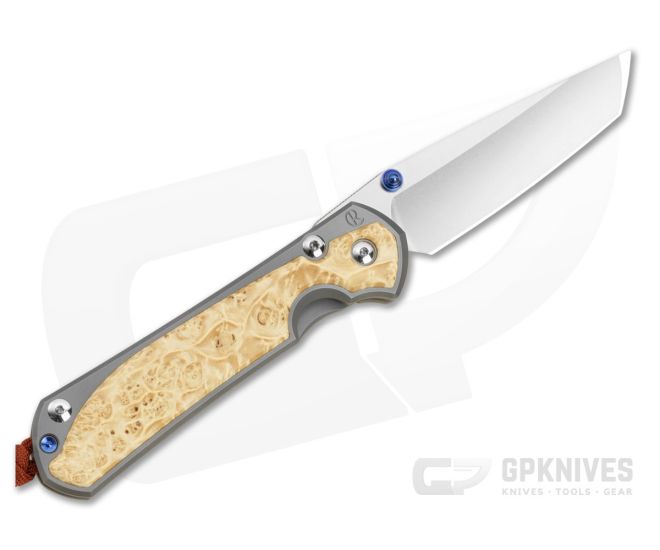 Chris Reeve Large Sebenza 31 Left Hand Tanto Box Elder MIM Clip Rust Lanyard - CRK-L31-1133-173-001