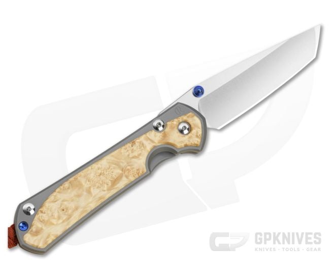 Chris Reeve Large Sebenza 31 Left Hand Tanto Box Elder MIM Clip Rust Lanyard - CRK-L31-1133-173-002