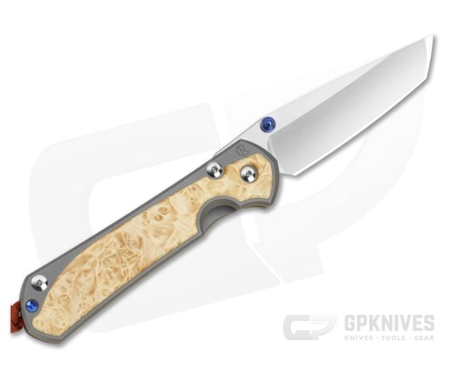 Chris Reeve Large Sebenza 31 Left Hand Tanto Box Elder MIM Clip Rust Lanyard - CRK-L31-1133-173-003