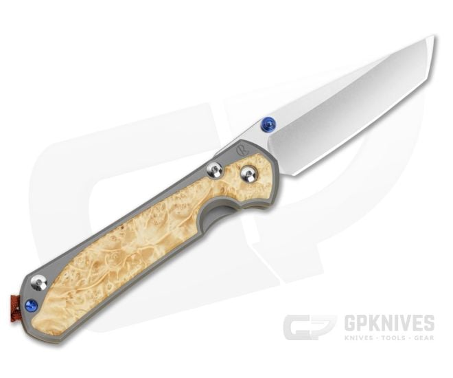Chris Reeve Large Sebenza 31 Left Hand Tanto Box Elder MIM Clip Rust Lanyard - CRK-L31-1133-173-004