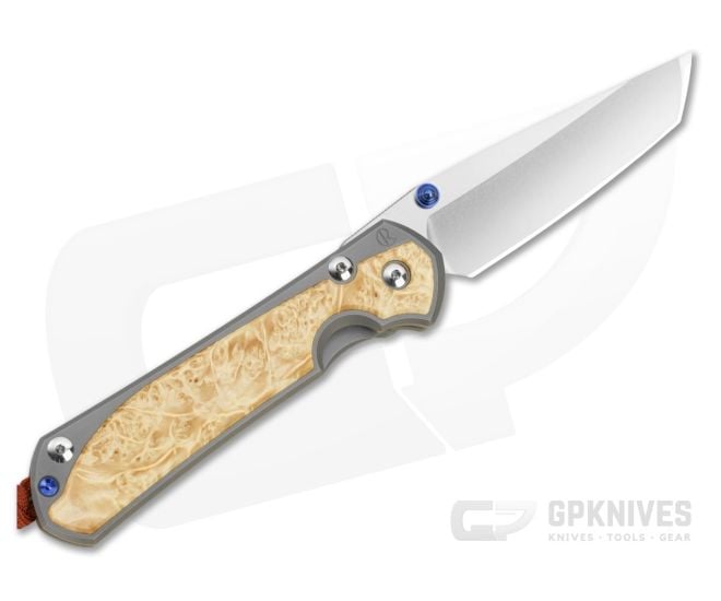 Chris Reeve Large Sebenza 31 Left Hand Tanto Box Elder MIM Clip Rust Lanyard - CRK-L31-1133-173-007
