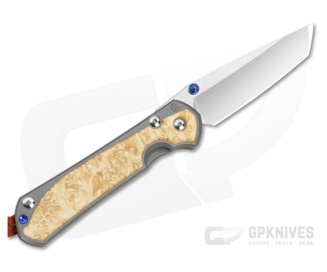 Chris Reeve Large Sebenza 31 Left Hand Tanto Box Elder MIM Clip Rust Lanyard - CRK-L31-1133-173-008