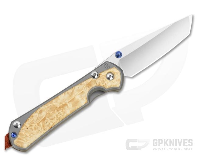 Chris Reeve Large Sebenza 31 Left Hand Tanto Box Elder MIM Clip Rust Lanyard - CRK-L31-1133-173-009