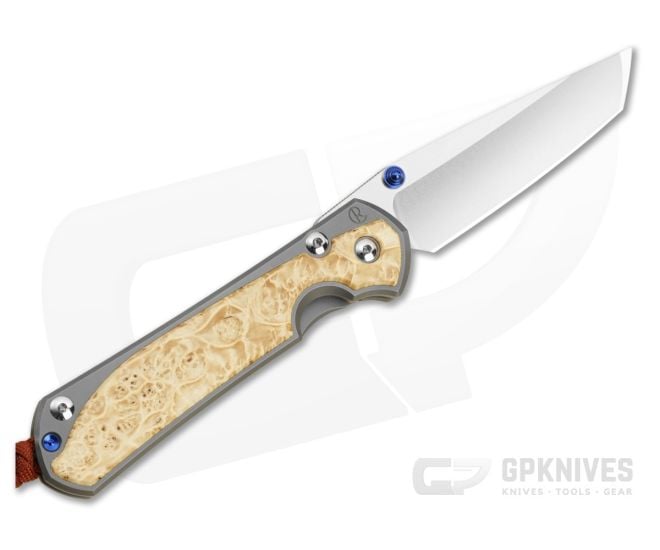 Chris Reeve Large Sebenza 31 Left Hand Tanto Box Elder MIM Clip Rust Lanyard - CRK-L31-1133-173