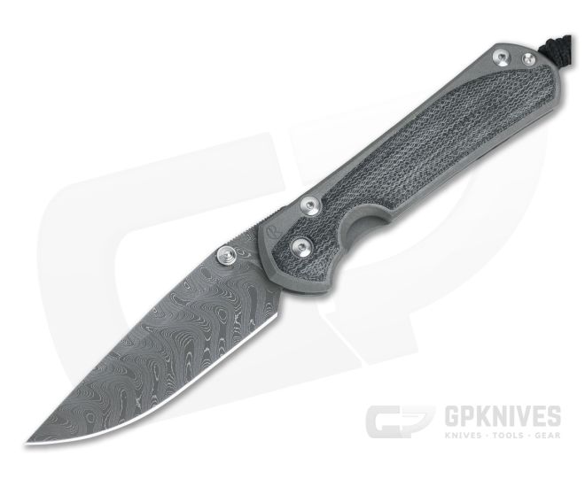 Chris Reeve Large Sebenza 31 Black Canvas Micarta Inlay Boomerang Damascus Drop Point 002 - CRK-L31-1202-002