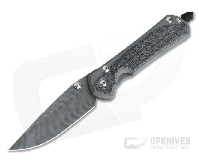 Chris Reeve Large Sebenza 31 Black Canvas Micarta Inlay Boomerang Damascus Drop Point - CRK-L31-1202