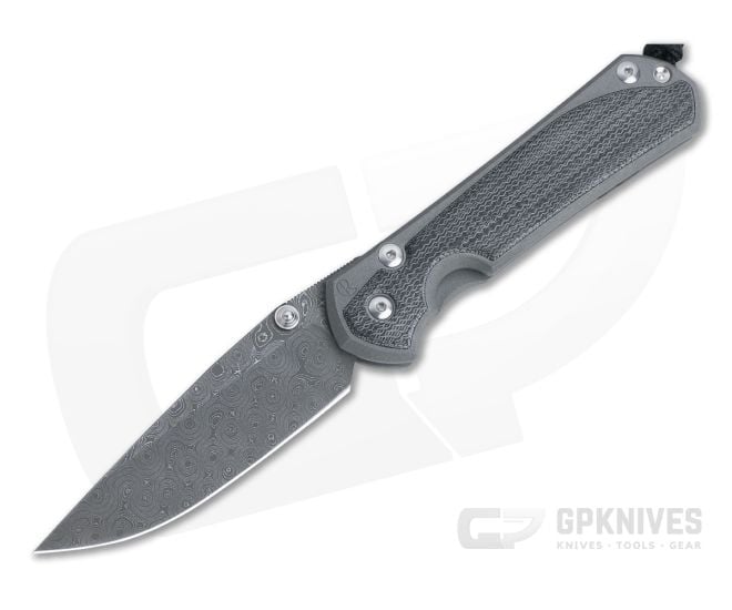 Chris Reeve Large Sebenza 31 Black Canvas Micarta Inlay Raindrop Damascus Drop Point - CRK-L31-1206