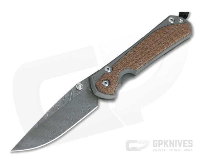 Chris Reeve Large Sebenza 31 Boomerang Damascus Natural Micarta Inlay Folding Knife - CRK-L31-1214