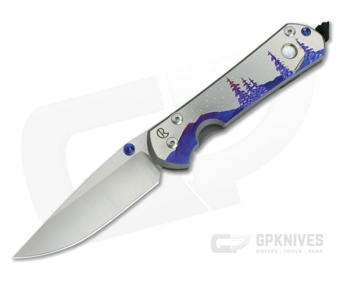 Chris Reeve Large Sebenza 31 Unique Graphic Night Sky w/ MOP Cabochon Drop Point - CRK-L31-1408-003