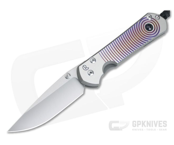 Chris Reeve Large Sebenza 31 Unique Graphic w/ Blue Sapphire Cabochon Drop Point L31-1408-009 - CRK-L31-1408-009