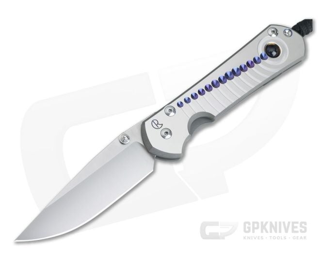 Chris Reeve Large Sebenza 31 Unique Graphic w/ Blue Sapphire Cabochon Drop Point L31-1408-010 - CRK-L31-1408-010