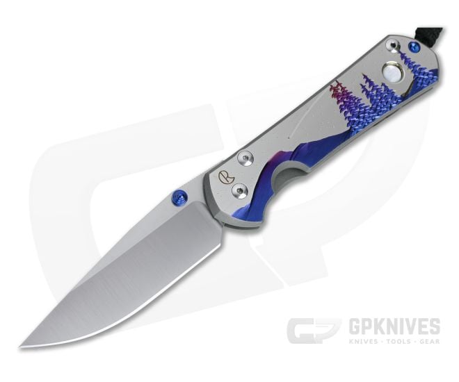 Chris Reeve Large Sebenza 31 Unique Graphic Shooting Star Night Sky w/ MOP Cabochon Drop Point - CRK-L31-1408-012