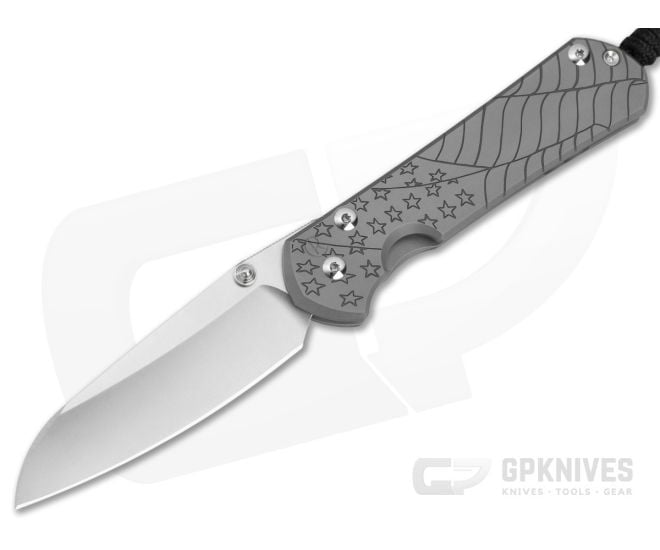 Chris Reeve Large Sebenza 31 Insingo Forever Flag Glass Blasted Titanium MagnaCut Stonewash MIM Clip Folding Knife (3.62" Blade) L31-1508-227 - CRK-L31-1508-227