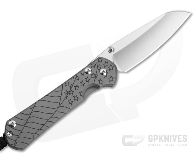 Chris Reeve Large Sebenza 31 Left Hand Insingo Forever Flag Glass Blasted Titanium MagnaCut Stonewash Folding Knife (3.61" Blade) L31-1509 - CRK-L31-1509