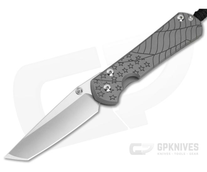 Chris Reeve Large Sebenza 31 Tanto Forever Flag Glass Blasted Titanium MagnaCut MIM Clip Frame Lock Knife (3.62" Blade) L31-1510-227 - CRK-L31-1510-227